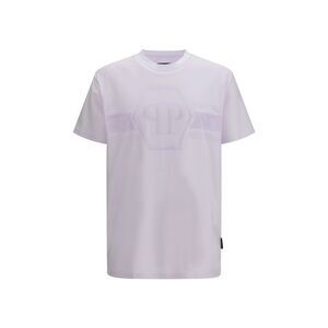 Philipp Plein Men Round Neck T-Shirt Jacquard Hexagon Line